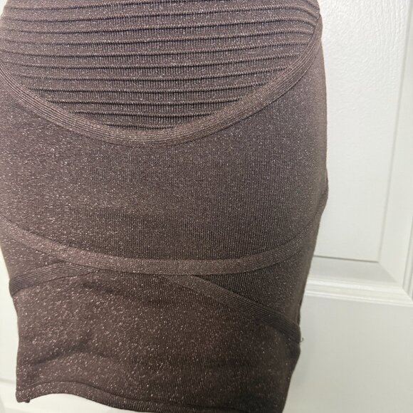 bebe Metallic Bronze Bandage Mini Skirt – Size XS - Picture 3 of 4